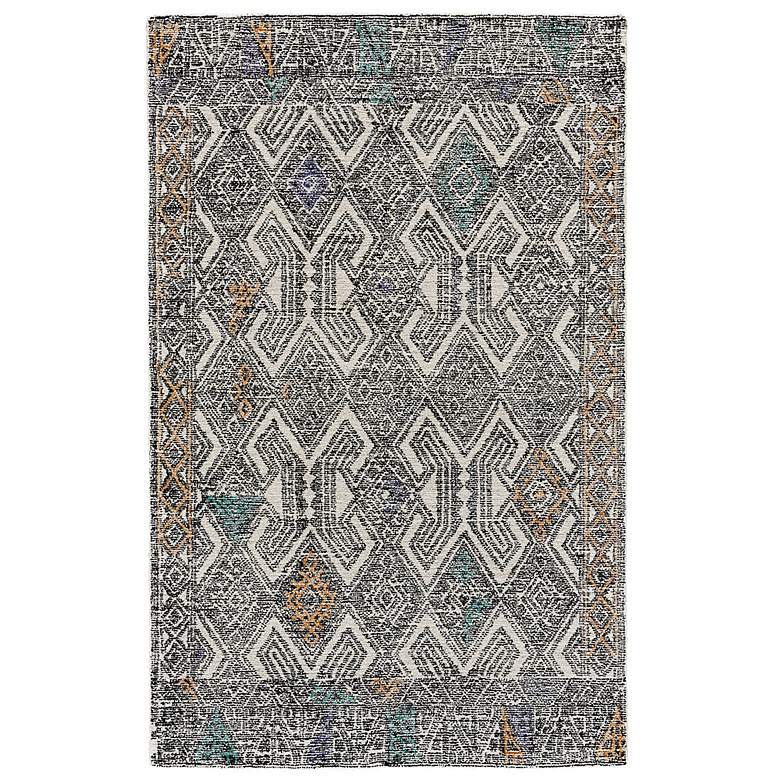 Image 2 Arazad 7238479 5&#39;x8&#39; Black and Ivory Tribal Diamond Area Rug