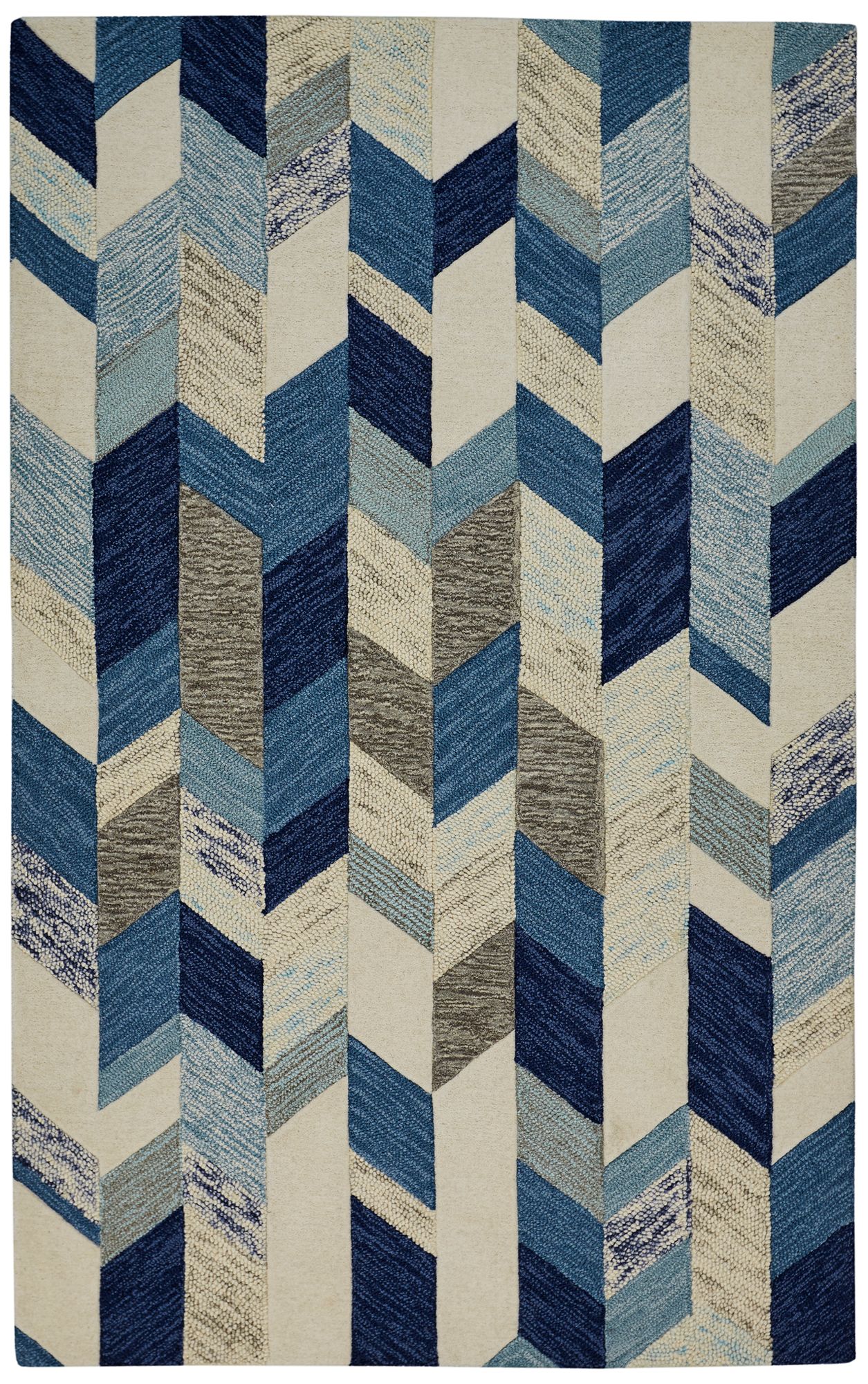 Arazad Tufted Graphic Chevron Rug, Cobalt Blue/Ivory,