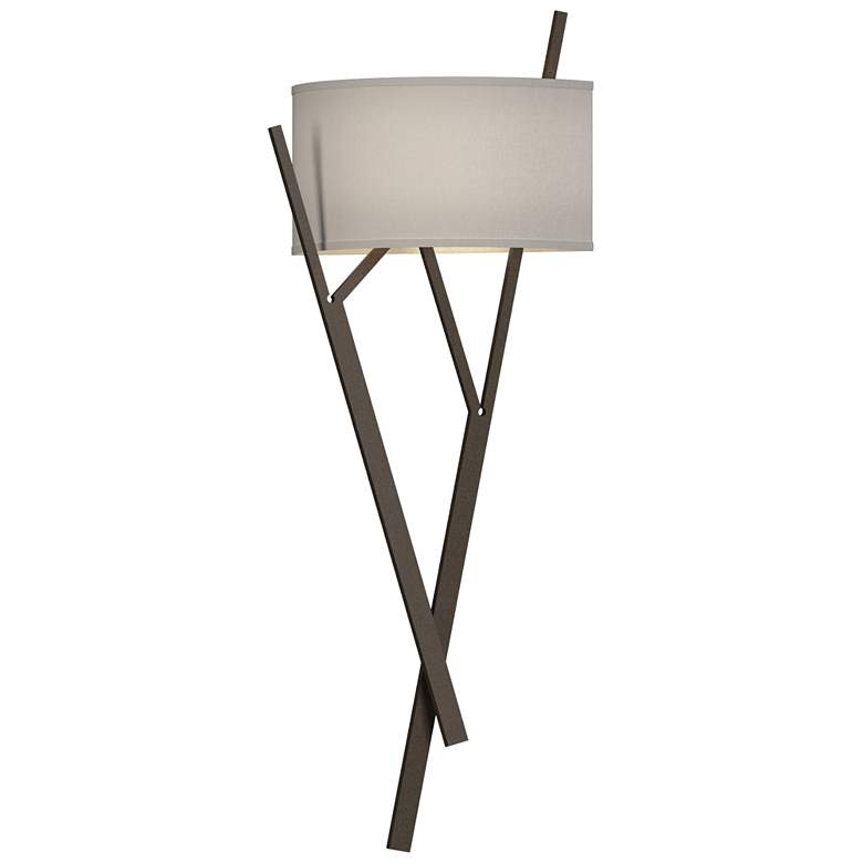 Image 1 Arbo 27.3 inch High Bronze Sconce With Flax Shade