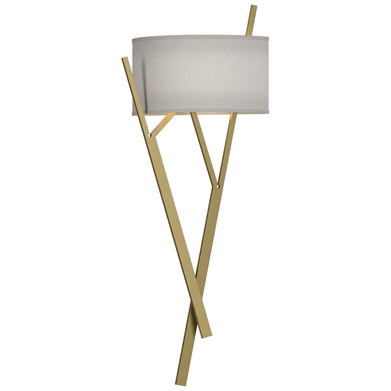 Image 1 Arbo 27.3 inch High Modern Brass Sconce With Natural Anna Shade