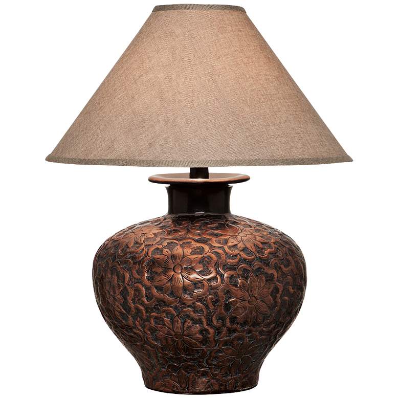 Image 2 Arbon Floral Pattern 26 inch High Copper Finish Table Lamp