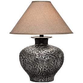 Image1 of Arbon Floral Pattern 26" High Silver Finish Table Lamp