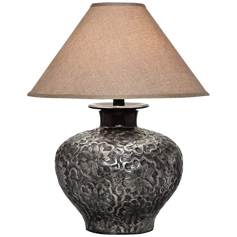 Image 1 Arbon Floral Pattern 26" High Silver Finish Table Lamp