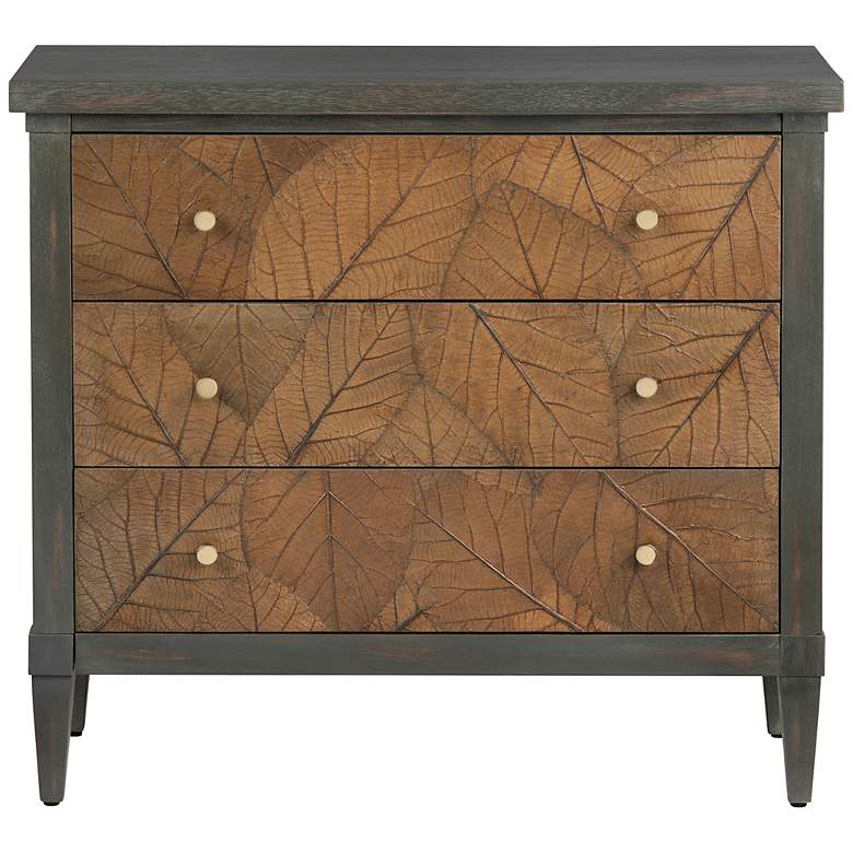 Image 2 Arbor 38" Wide Gray-Green and Brown Leaf 3-Drawer Chest