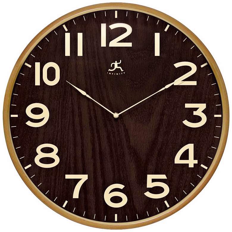 Image 1 Arbor II 21 inch Round Dark Wood Wall Clock