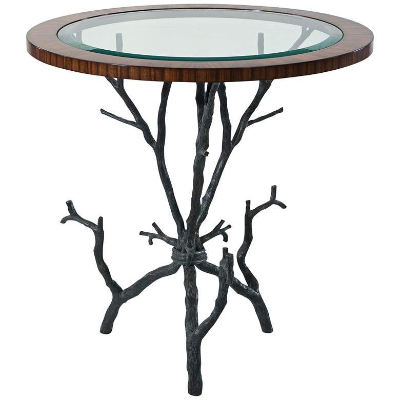 Image 1 Arbore 26" Wide Brass and Glass Tree Branch Accent Table