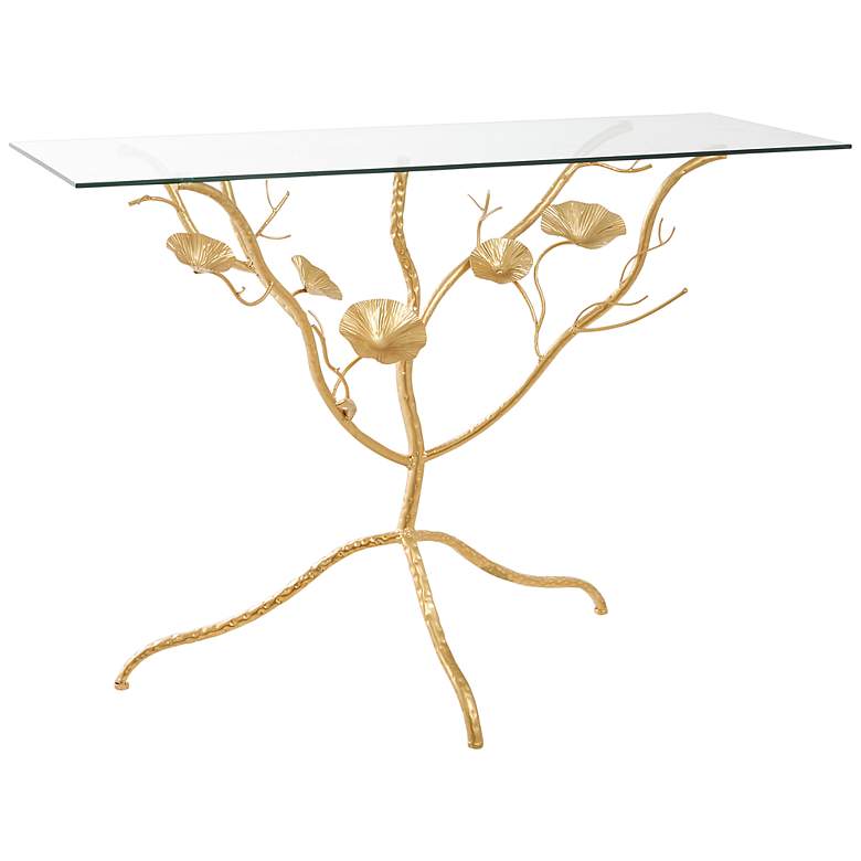 Image 2 Arborist 43 1/4 inch Wide Gold Metal Branch Floral Console Table