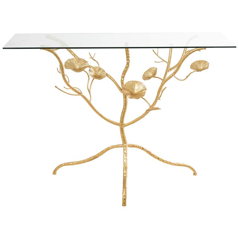 Image 4 Arborist 43 1/4 inch Wide Gold Metal Branch Floral Console Table more views
