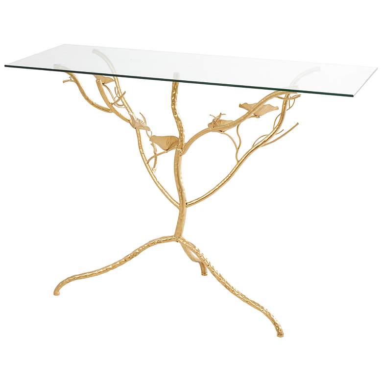 Image 5 Arborist 43 1/4 inch Wide Gold Metal Branch Floral Console Table more views