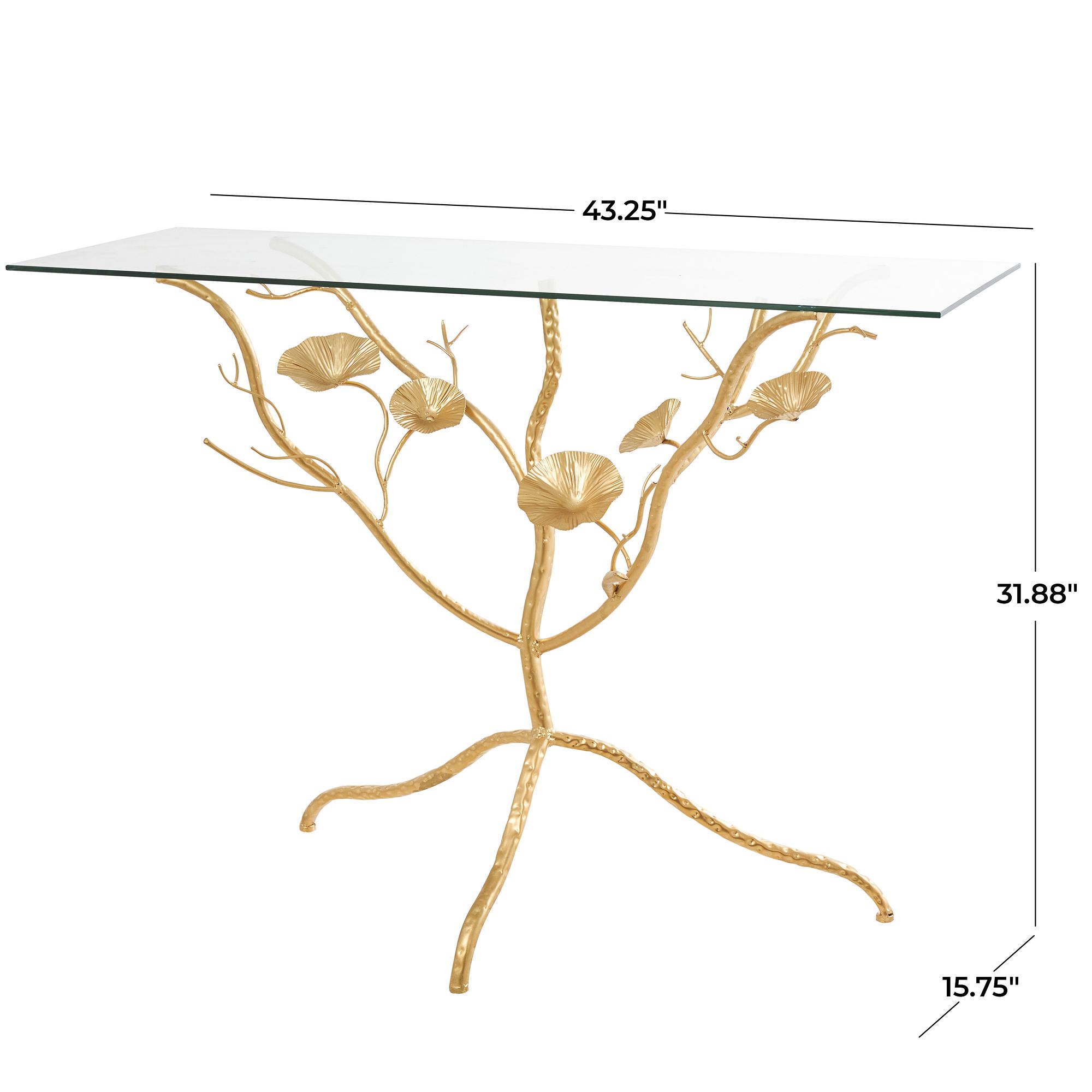 Image 6 Arborist 43 1/4" Wide Gold Metal Branch Floral Console Table more views