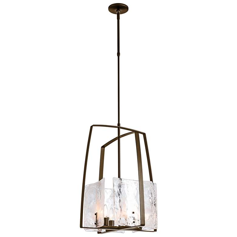 Image 1 Arc 18.7" Wide Bronze Pendant With White Swirl Glass Shade
