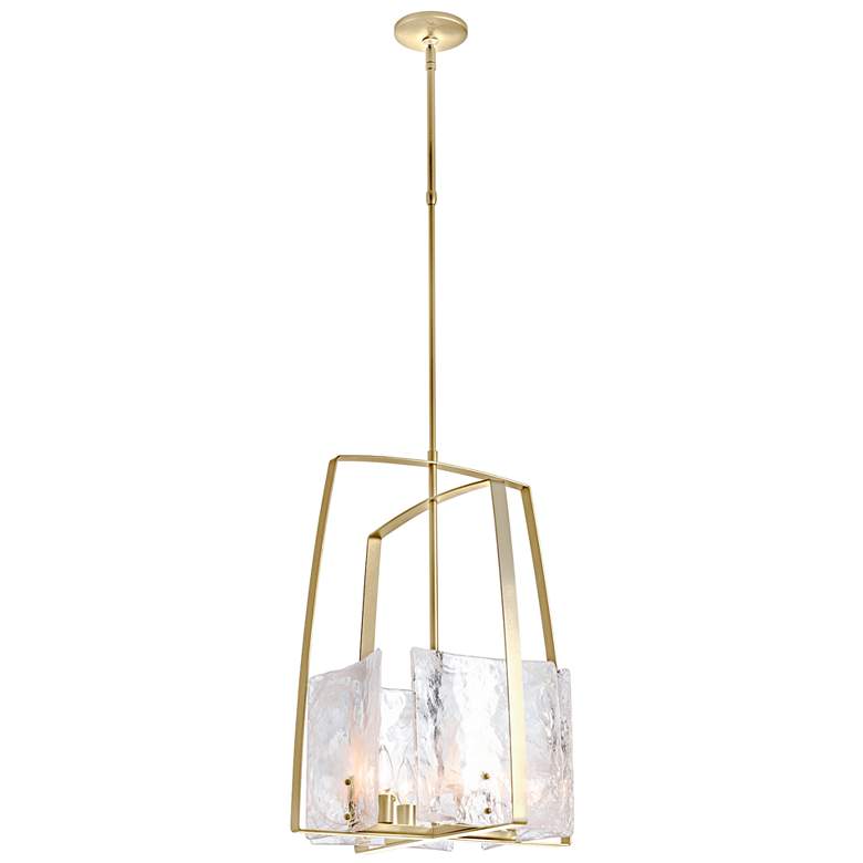 Image 1 Arc 18.7" Wide Modern Brass Pendant With White Swirl Glass Shade