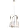 Arc 18.7" Wide Soft Gold Pendant With White Swirl Glass Shade