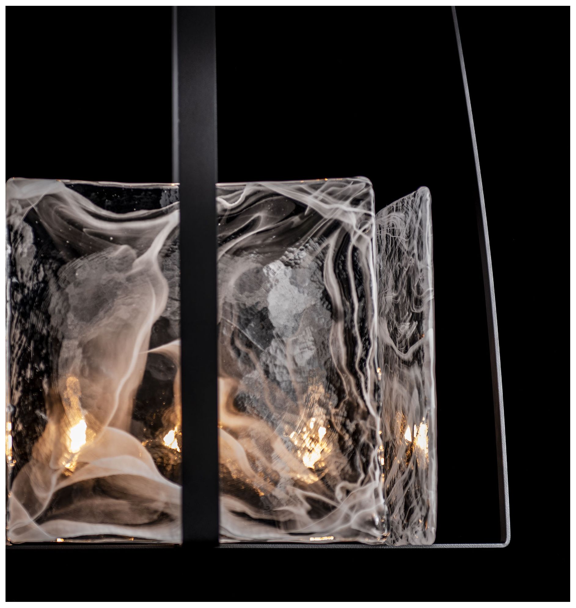 Arc 19" Wide 4-Light Black Pendant w/ White Swirl Glass