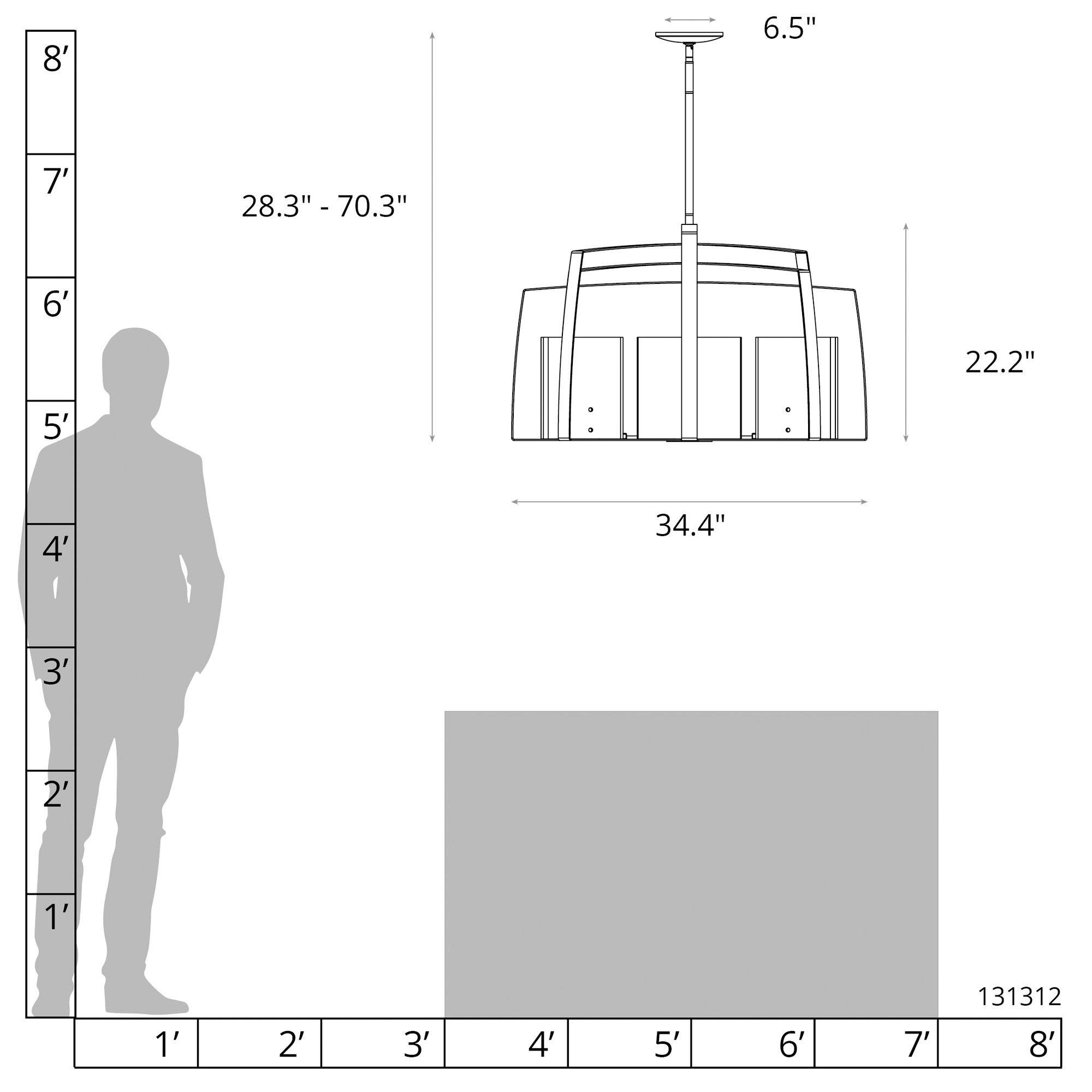 Image 2 Arc 34.4" Wide 8-Light Black Pendant With White Swirl Glass more views