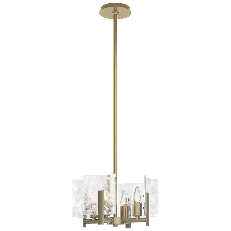 Image 1 Arc 4-Light Semi-Flush/Pendant - Modern Brass - White Swirl Glass