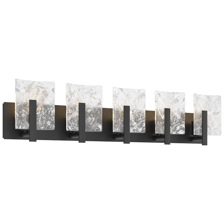Image 1 Arc 5-Light Sconce - Black - White Swirl Glass