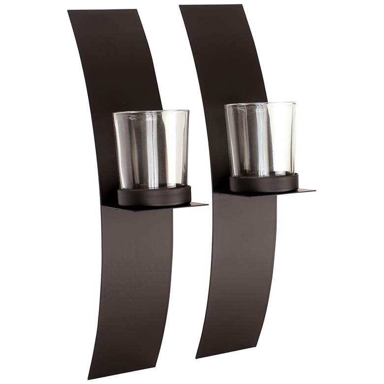 Image 2 Arc Black Wall Sconce Votive Candle Holders Set of 2