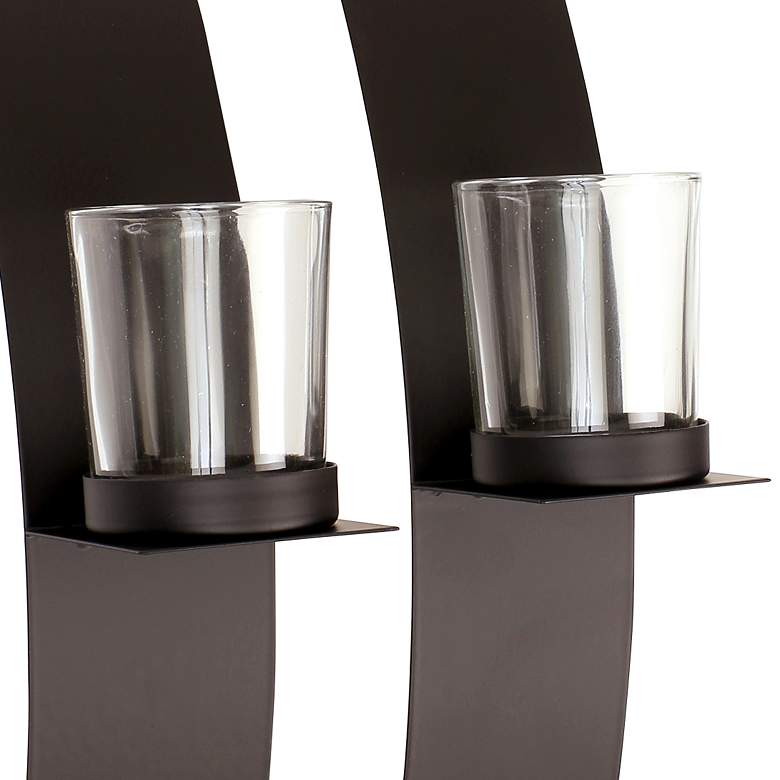 Image 3 Arc Black Wall Sconce Votive Candle Holders Set of 2 more views