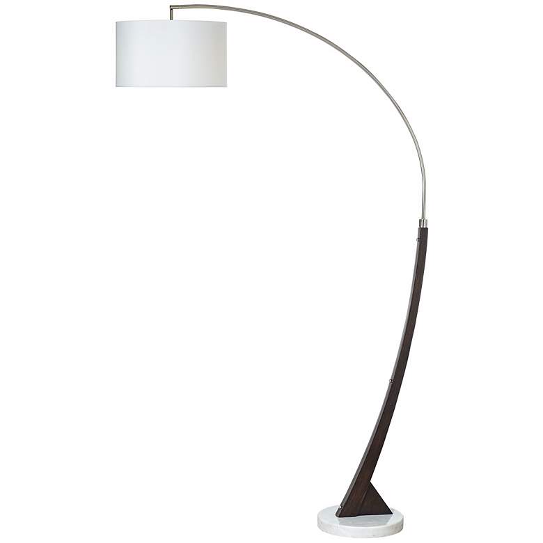 Image 1 Arc Brushed Steel and Wood Floor Lamp