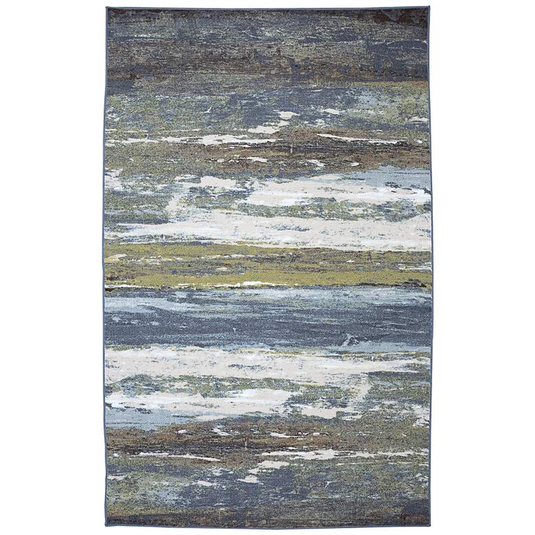 Image 1 ARC Concord Abstract Shore 5&#39;x8&#39; Blue Spa Area Rug