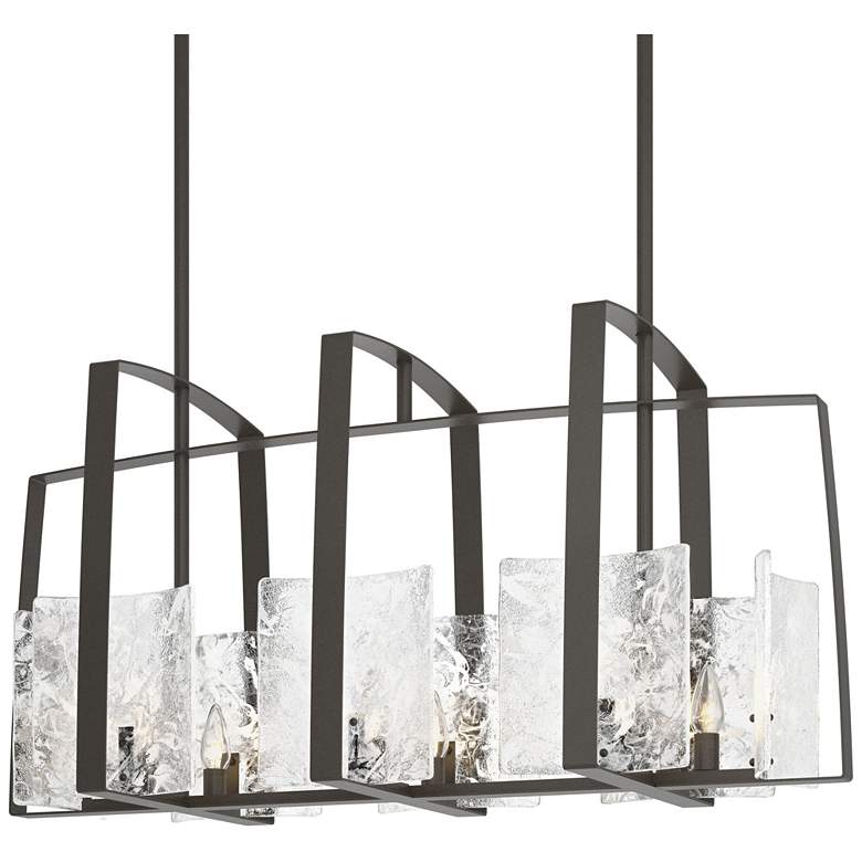 Image 1 Arc Dark Smoke Linear Pendant With White Swirl Glass