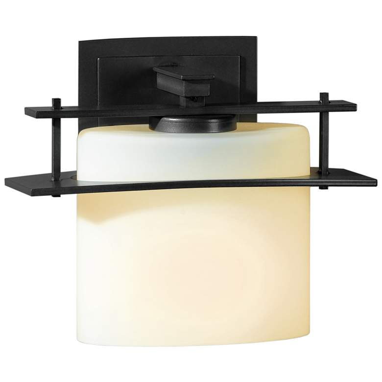 Image 1 Arc Ellipse 1 Light Sconce - Black Finish - Opal Glass