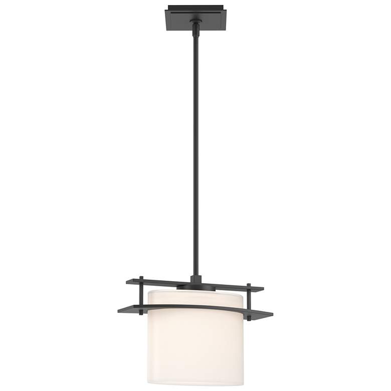 Image 1 Arc Ellipse 12.9" Wide Large Black Mini-Pendant With Opal Glass Shade