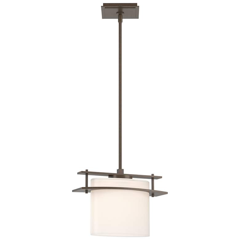 Image 1 Arc Ellipse 12.9" Wide Large Bronze Mini-Pendant With Opal Glass Shade