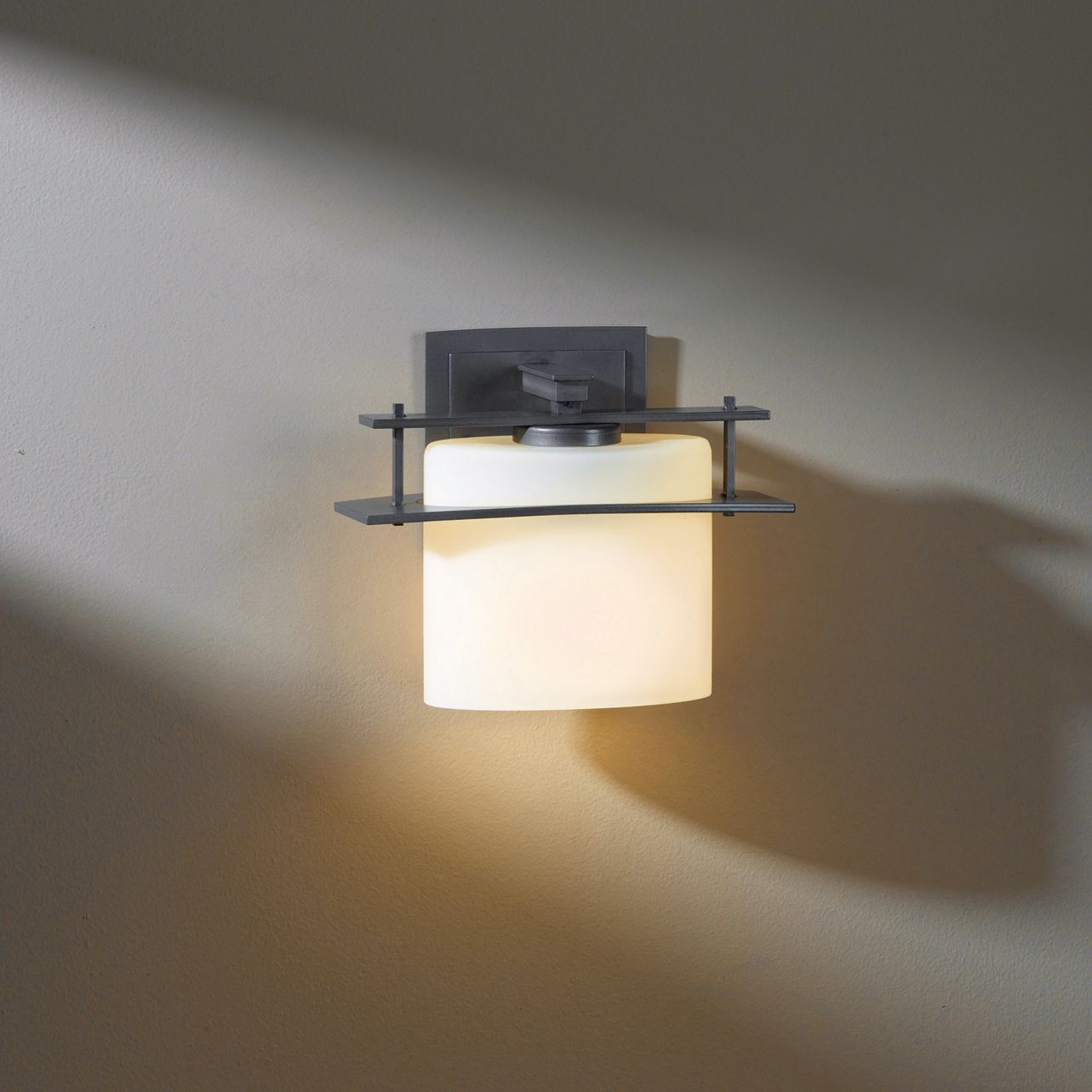Image 2 Arc Ellipse 7.4" High Dark Smoke Sconce With Opal Glass Shade more views