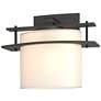 Arc Ellipse 7.4" High Natural Iron Sconce With Opal Glass Shade
