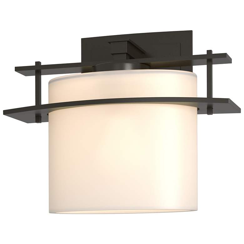 Image 1 Arc Ellipse 7.4" High Oil Rubbed Bronze Sconce With Opal Glass Shade