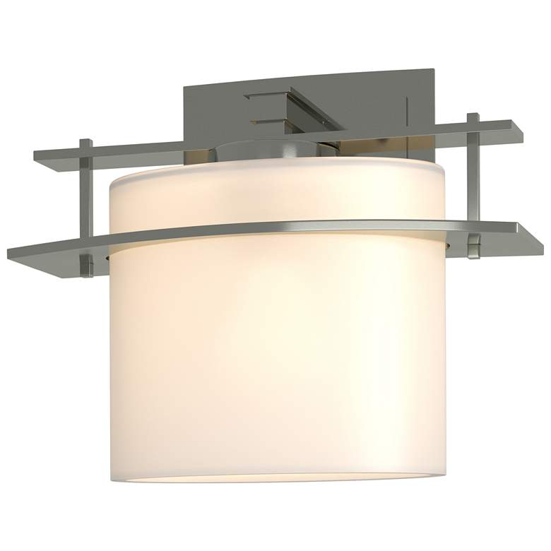 Image 1 Arc Ellipse 7.4" High Sterling Sconce With Opal Glass Shade