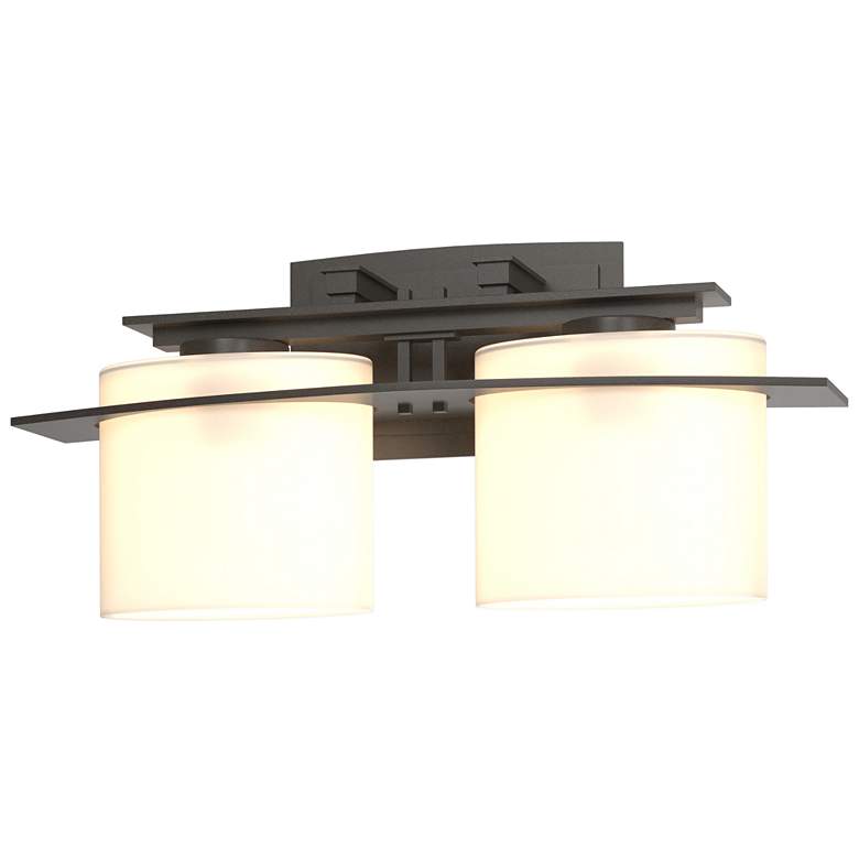 Image 1 Arc Ellipse 7.9" High 2 Light Dark Smoke Sconce With Opal Glass Shade