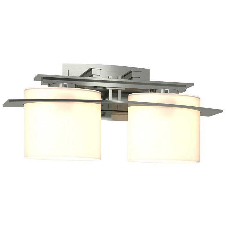 Image 1 Arc Ellipse 7.9" High 2 Light Sterling Sconce With Opal Glass Shade