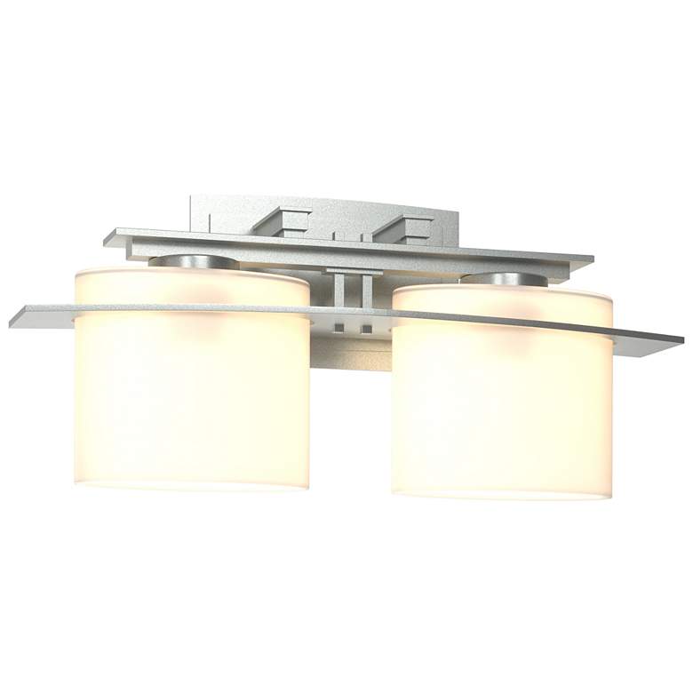 Image 1 Arc Ellipse 7.9" High 2 Light Vintage Platinum Sconce With Opal Glass