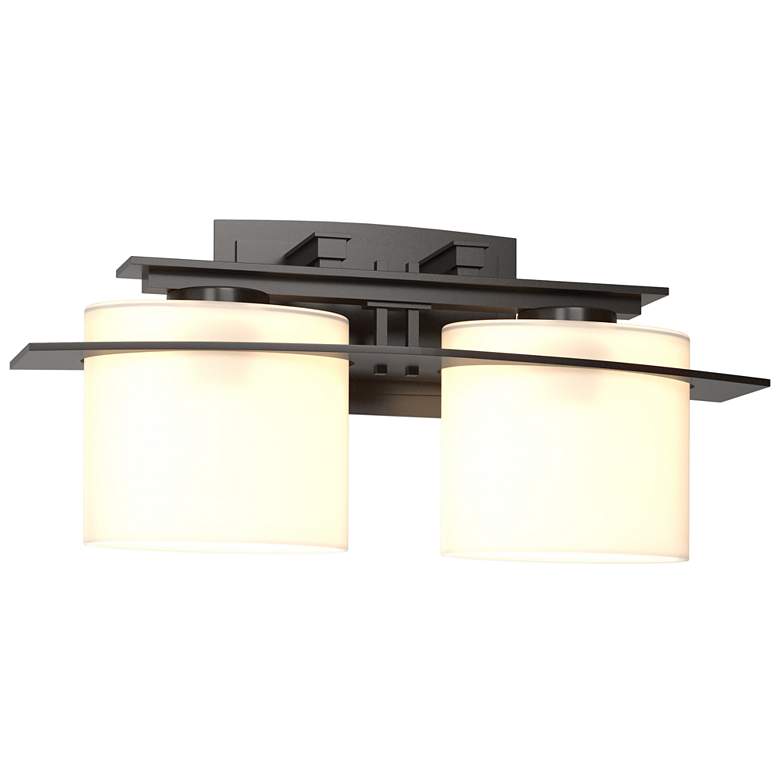 Image 1 Arc Ellipse 7.9"H 2 Light Oil Rubbed Bronze Sconce With Opal Glass Sha