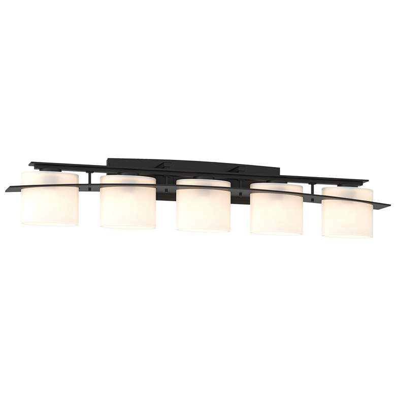 Image 1 Arc Ellipse 8" High 5 Light Black Sconce With Opal Glass Shade