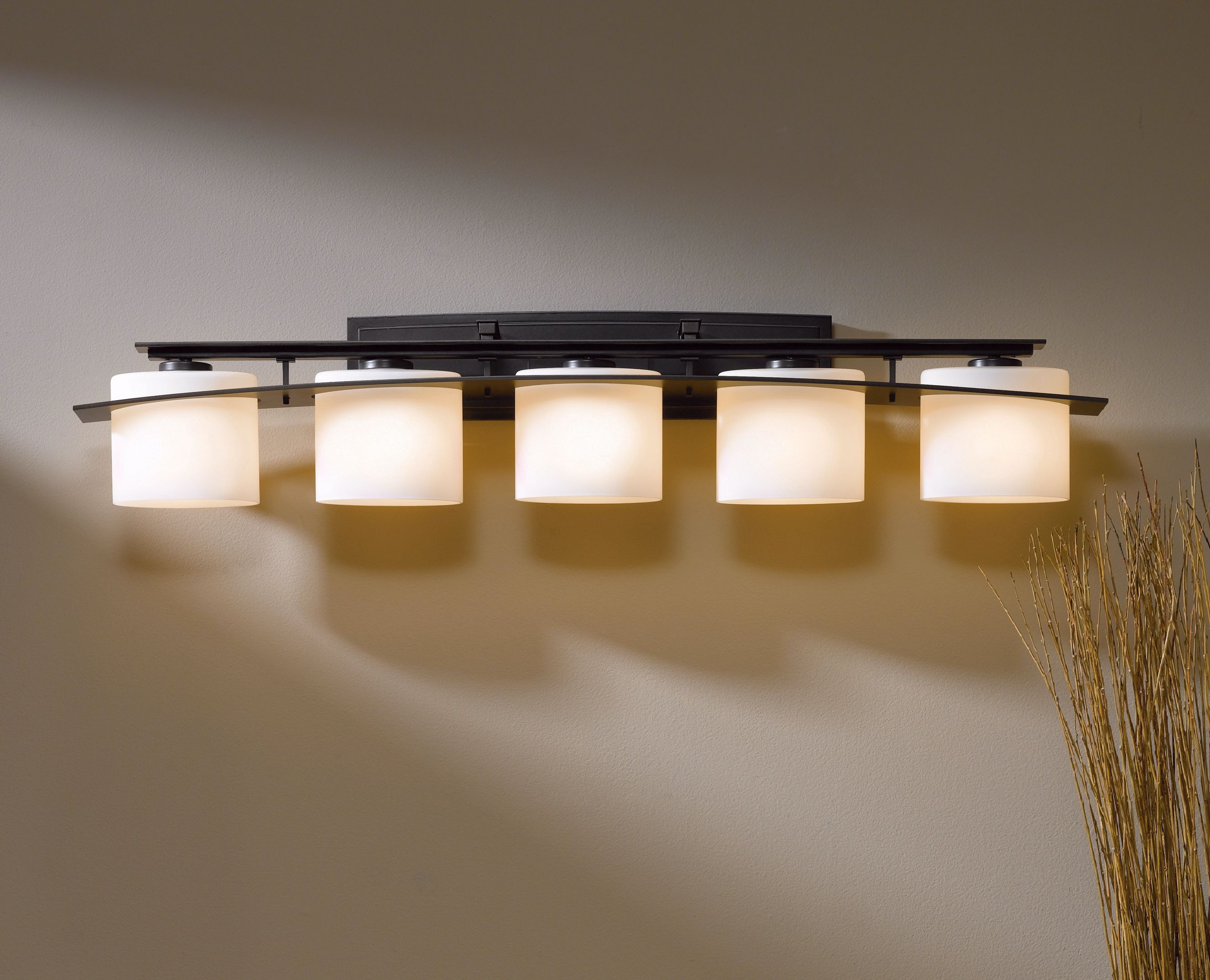Image 2 Arc Ellipse 8" High 5 Light Dark Smoke Sconce With Opal Glass Shade more views