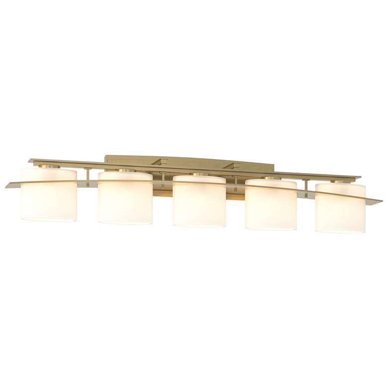 Image 1 Arc Ellipse 8" High 5 Light Modern Brass Sconce With Opal Glass Shade