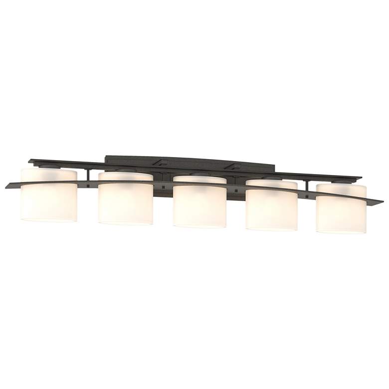 Image 1 Arc Ellipse 8" High 5 Light Natural Iron Sconce With Opal Glass Shade