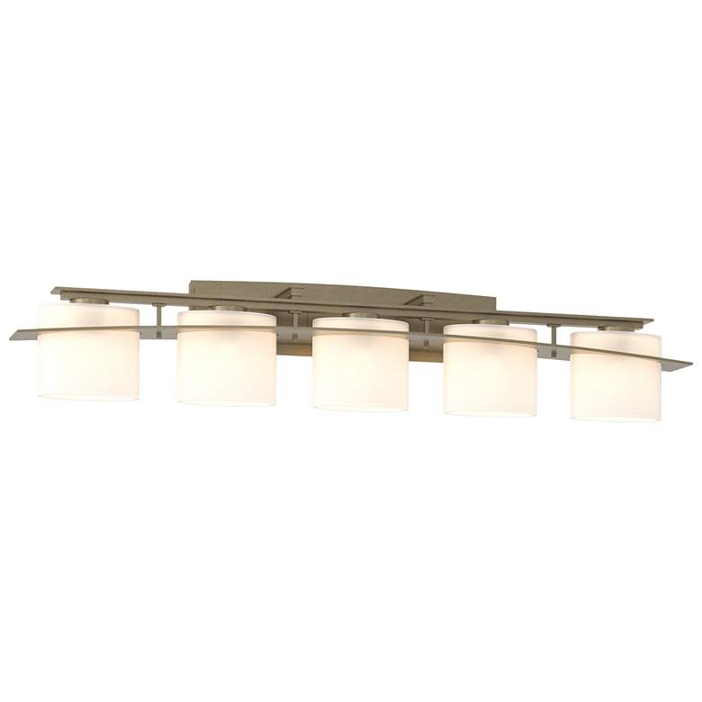 Image 1 Arc Ellipse 8" High 5 Light Soft Gold Sconce With Opal Glass Shade
