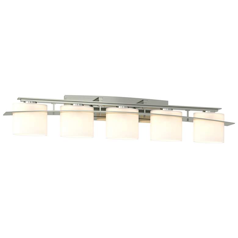 Image 1 Arc Ellipse 8" High 5 Light Sterling Sconce With Opal Glass Shade