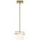 Arc Ellipse 9" Wide Modern Brass Mini-Pendant With Opal Glass Shade