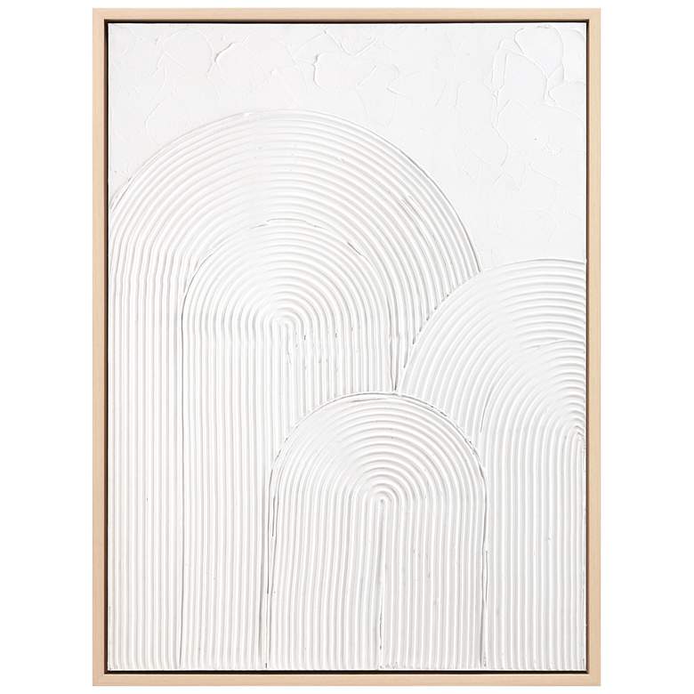 Image 1 Arc Harmony Heavily Textured Hand Painted White Framed Canvas Wall Art