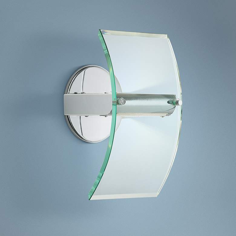 Image 1 Arc Panel 12 inch High Glass and Chrome Wall Sconce