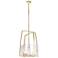 Arc Pendant - Modern Brass Finish - White Swirl Glass - Standard Height