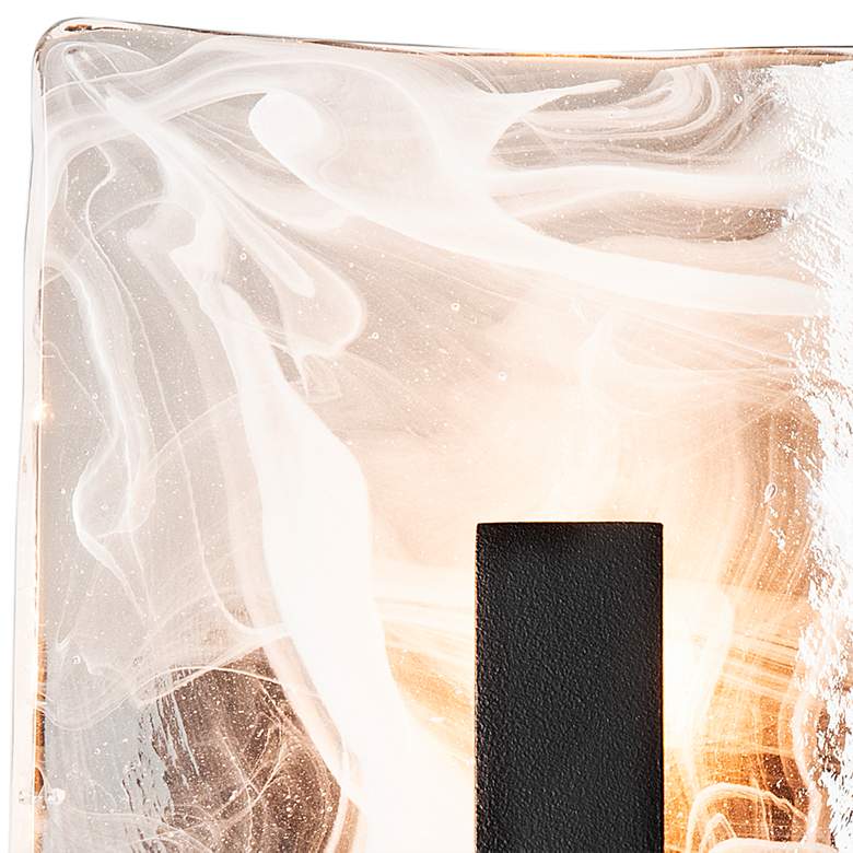 Image 2 Arc Small 1-Light Bath Sconce - Black Finish - White Swirl Glass more views