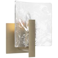 Arc Small 1-Light Sconce - Gold - White Swirl Glass
