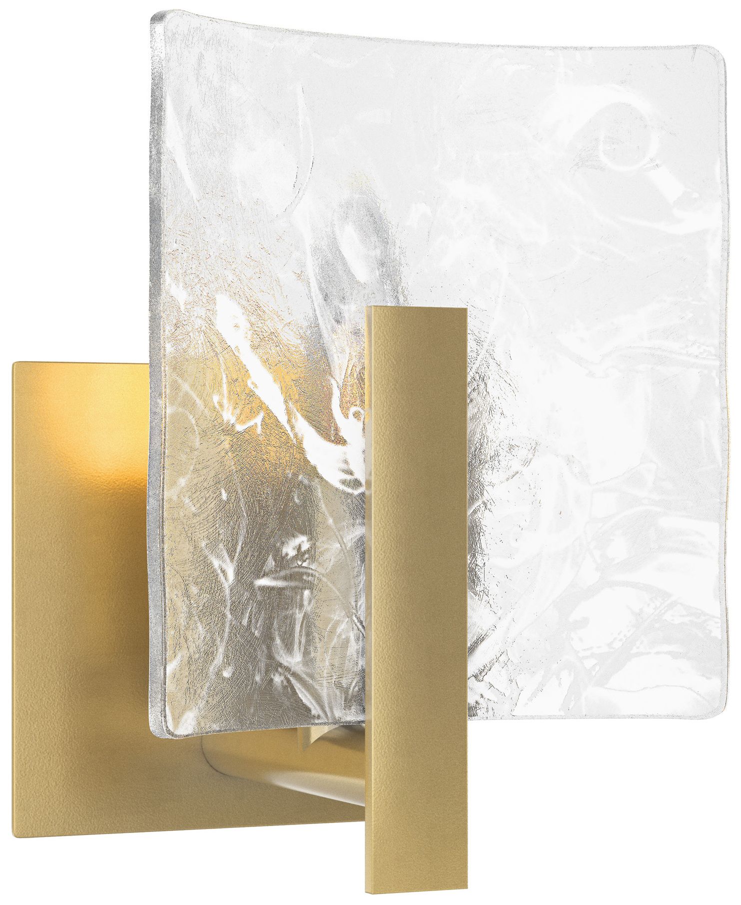 Arc Small 1-Light Sconce - Modern Brass - White Swirl Glass - Made to Order